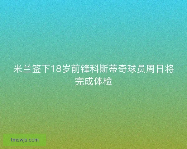 米兰签下18岁前锋科斯蒂奇球员周日将完成体检